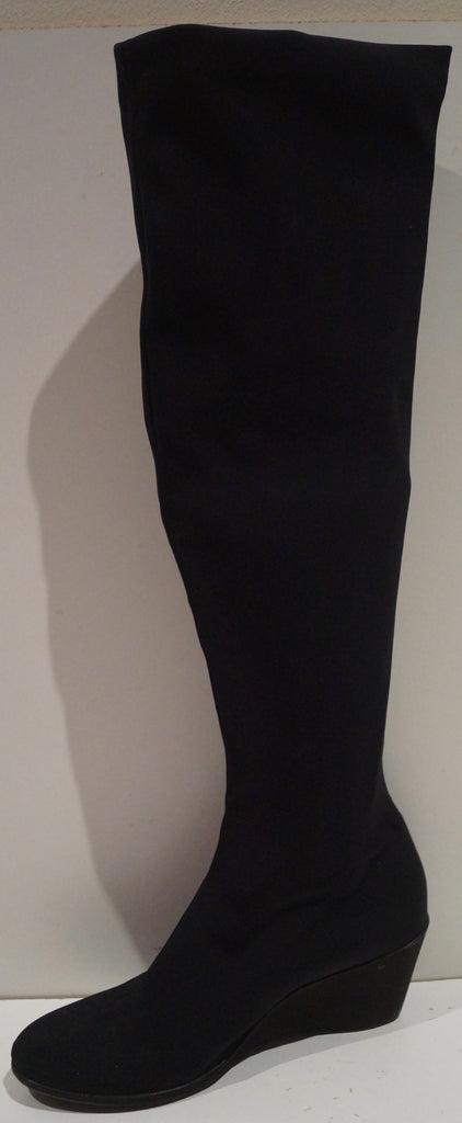 BLUE VELVET Women's Black Textile Wedge Heel Rubber Sole Tall Boots EU40 UK7