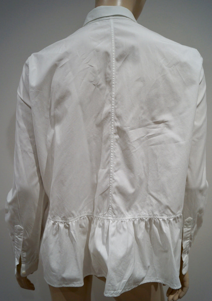 VALENTINO White Collared Pleated Rear Hemline Formal Blouse Shirt Top IT42 UK10