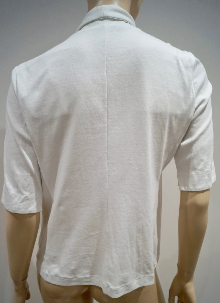 FABIANA FILIPPI Made In Italy Winter White Silver Tone Zip Detail Summer Blazer