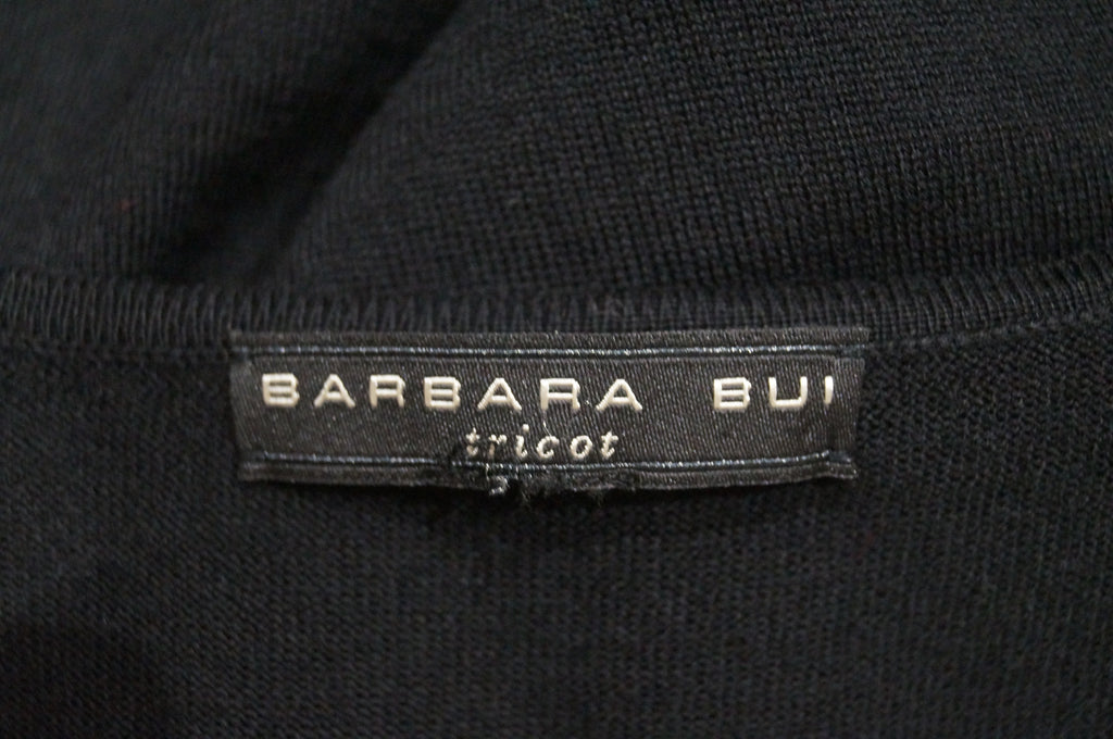 BARBARA BUI Black 100% Merino Wool Chiffon Detail Long Sleeve Jumper Sweater Top M