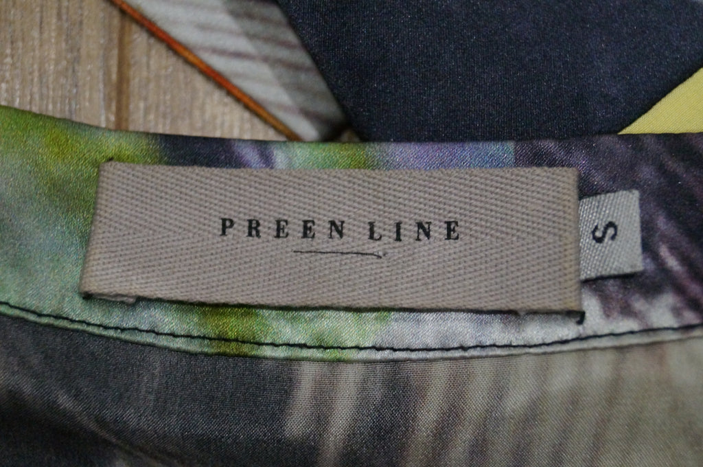 PREEN LINE Multicolour Silk Abstract Print Collarless Long Sleeve Blouse Shirt S