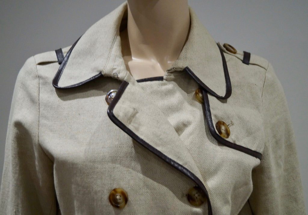 MICHAEL MICHAEL KORS Womens Beige Cotton Blend Double Breasted Mac Trench Coat M