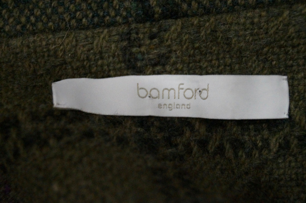 BAMFORD ENGLAND Khaki Purple Checked Cashmere Wool Jacket & Skirt Suit 38 UK10