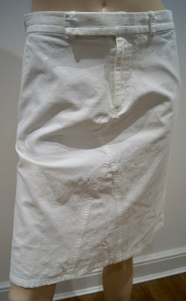 CHAIKEN Winter White Cotton & Linen Stretch Blend Summer Pencil Skirt US8; UK12