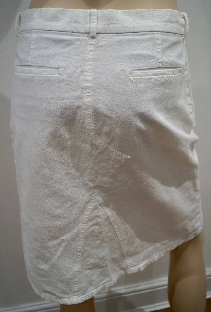 CHAIKEN Winter White Cotton & Linen Stretch Blend Summer Pencil Skirt US8; UK12