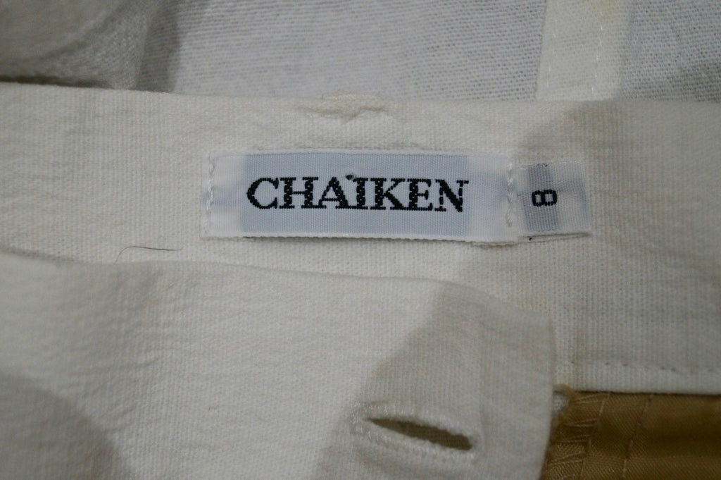 CHAIKEN Winter White Cotton & Linen Stretch Blend Summer Pencil Skirt US8; UK12