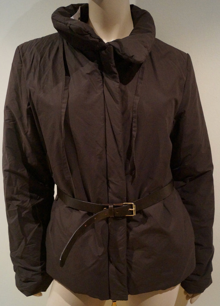 JOSEPH Brown Cotton Blend Funnel Neck Belted Casual Padded Jacket FR40 UK12