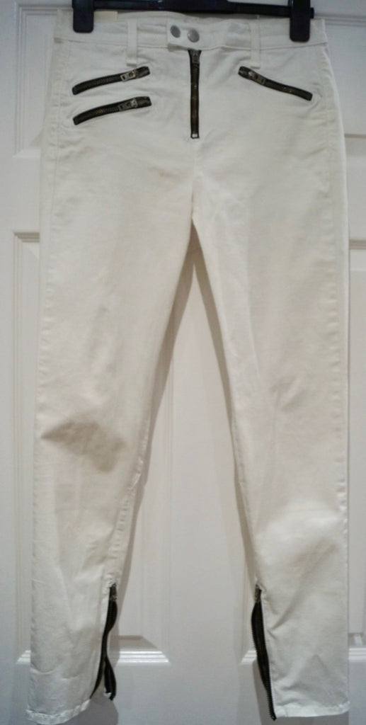 RAG & BONE White Cotton Stretch Zipper Pockets & Ankle Crop Capri Jeans Pants 28