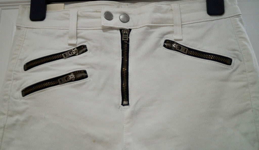 RAG & BONE White Cotton Stretch Zipper Pockets & Ankle Crop Capri Jeans Pants 28