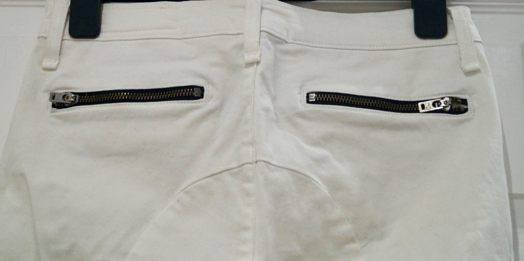 RAG & BONE White Cotton Stretch Zipper Pockets & Ankle Crop Capri Jeans Pants 28