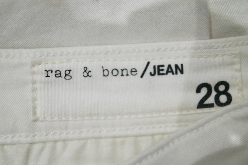 RAG & BONE White Cotton Stretch Zipper Pockets & Ankle Crop Capri Jeans Pants 28