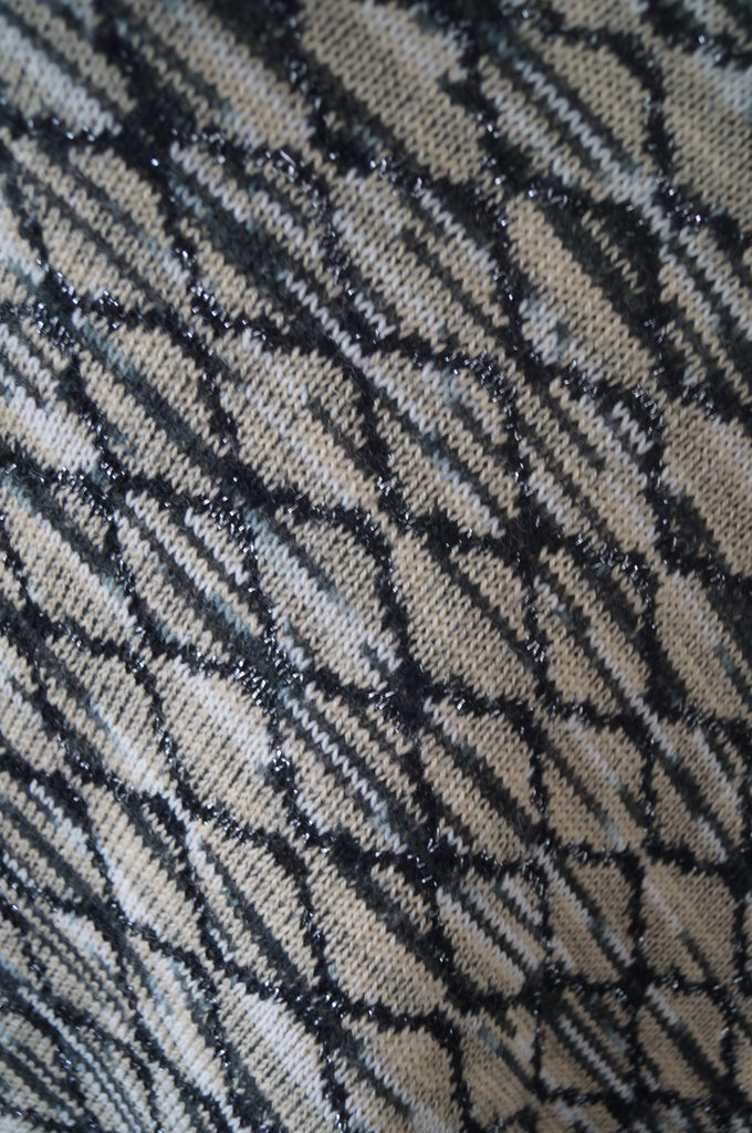 MISSONI Orange Label Black Beige Silver Metallic Wool Blend Knitwear Poncho Top