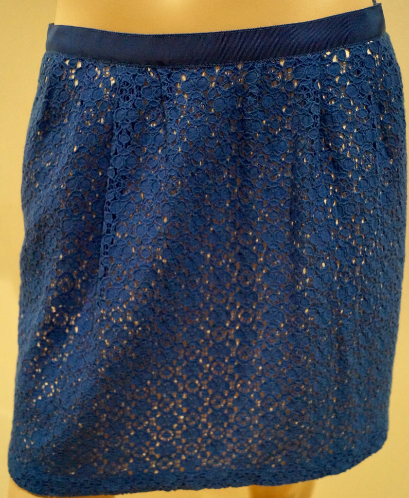 MARC BY MARC JACOBS Blue Cotton Blend Lace Lined Short Length Skirt Sz:4 UK8