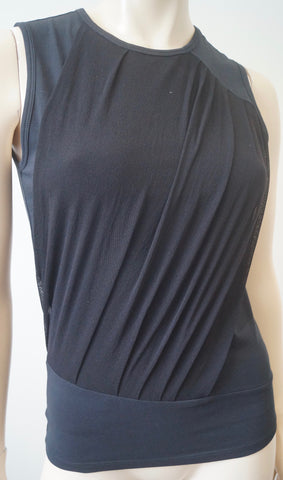 JOSEPH Red Cashmere V Neck Black Leather Elbow Patch Jumper Sweater Top S