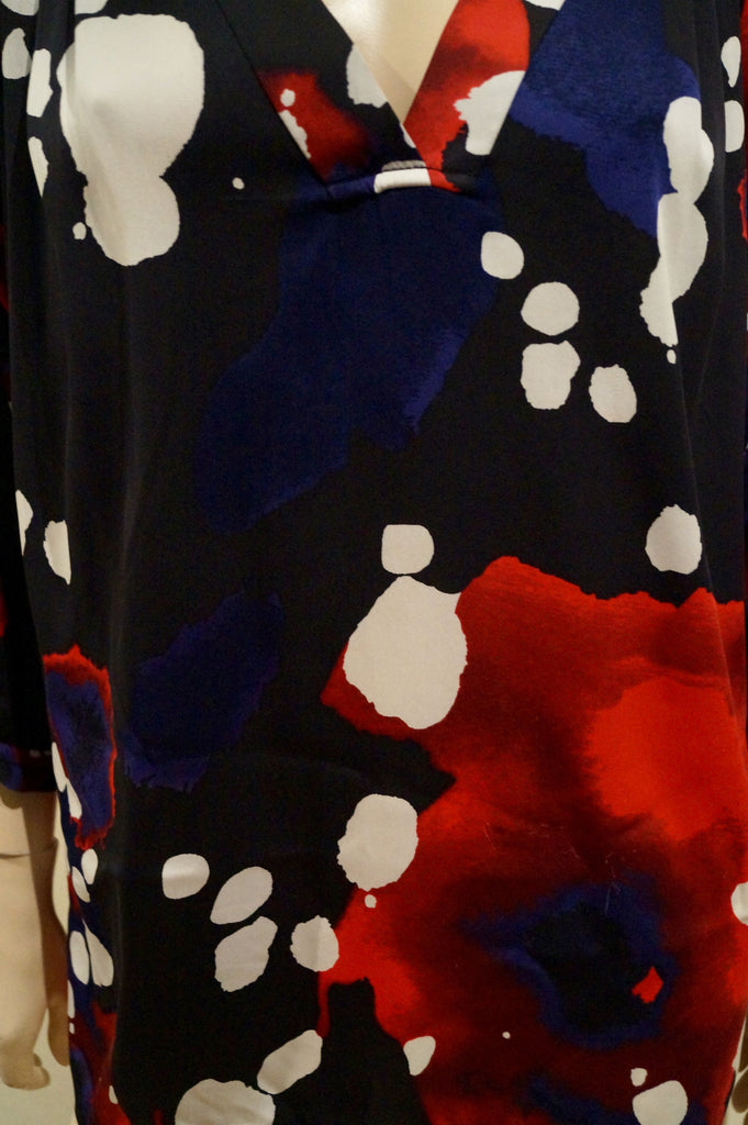 DVF DIANE VON FURSTENBERG Black & Multi-Colour Abstract Print Blouse Top 10 UK14