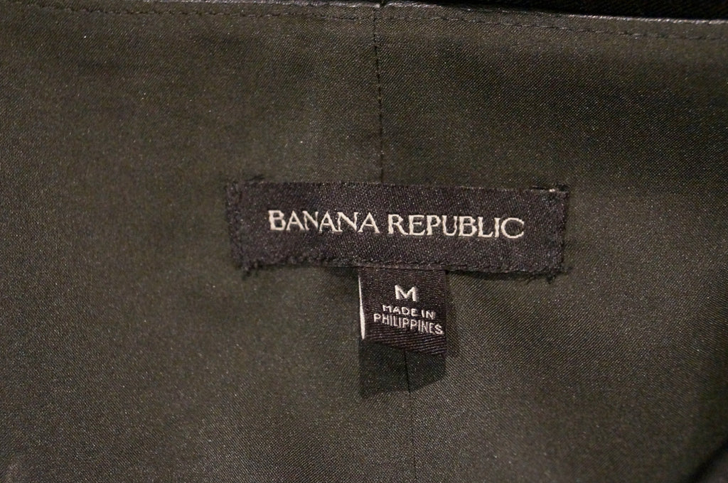 BANANA REPUBLIC Black Faux Leather Round Neck Short Sleeve Tunic Dress Sz:M