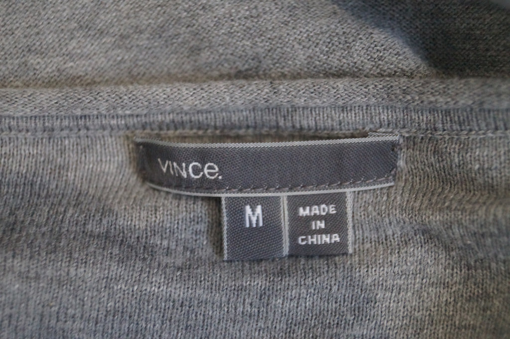 VINCE Pale Grey 100% Cotton Scoop Neck Long Sleeve Casual Jumper Sweater Top M