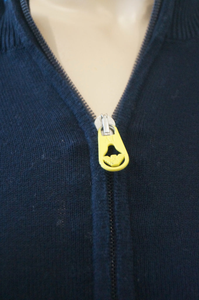 ARMANI JUNIOR Boy's Midnight Navy Blue Cotton Zip Front Knitwear Cardigan Top 12