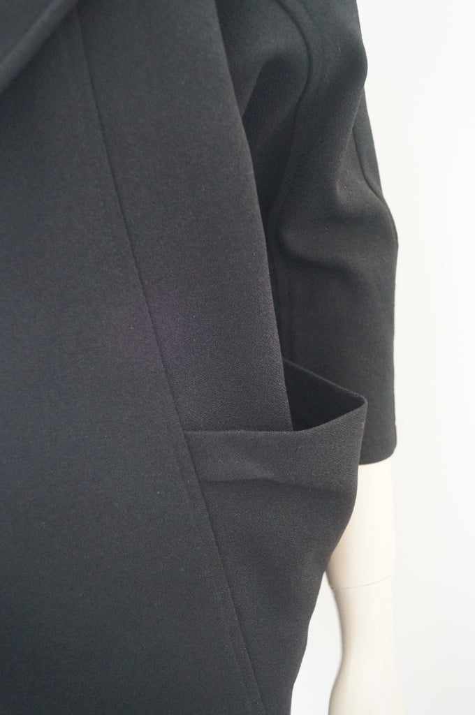 BURBERRY LONDON Black Wool Blend Open Front 3/4 Sleeve Waterfall Jacket M/L