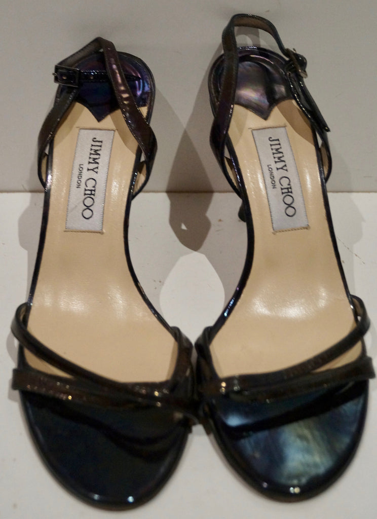 JIMMY CHOO Chocolate Brown Leather Strappy High Stiletto Sandals Shoes EU39 UK6