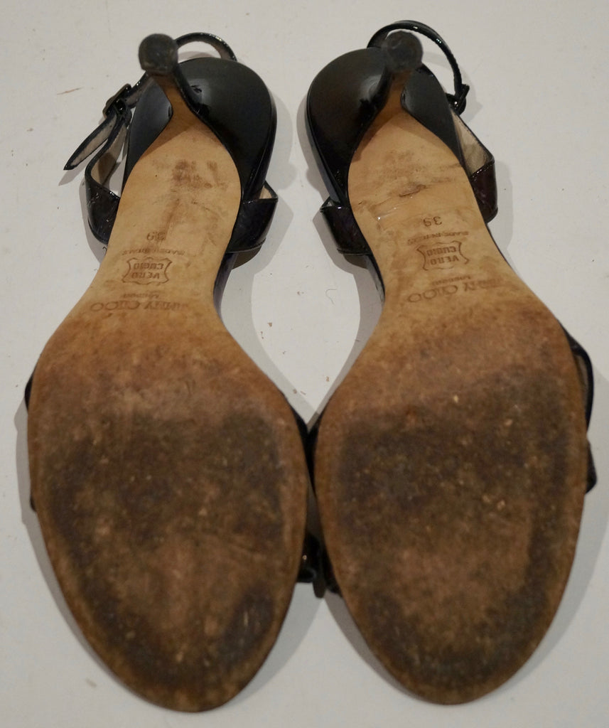 JIMMY CHOO Chocolate Brown Leather Strappy High Stiletto Sandals Shoes EU39 UK6