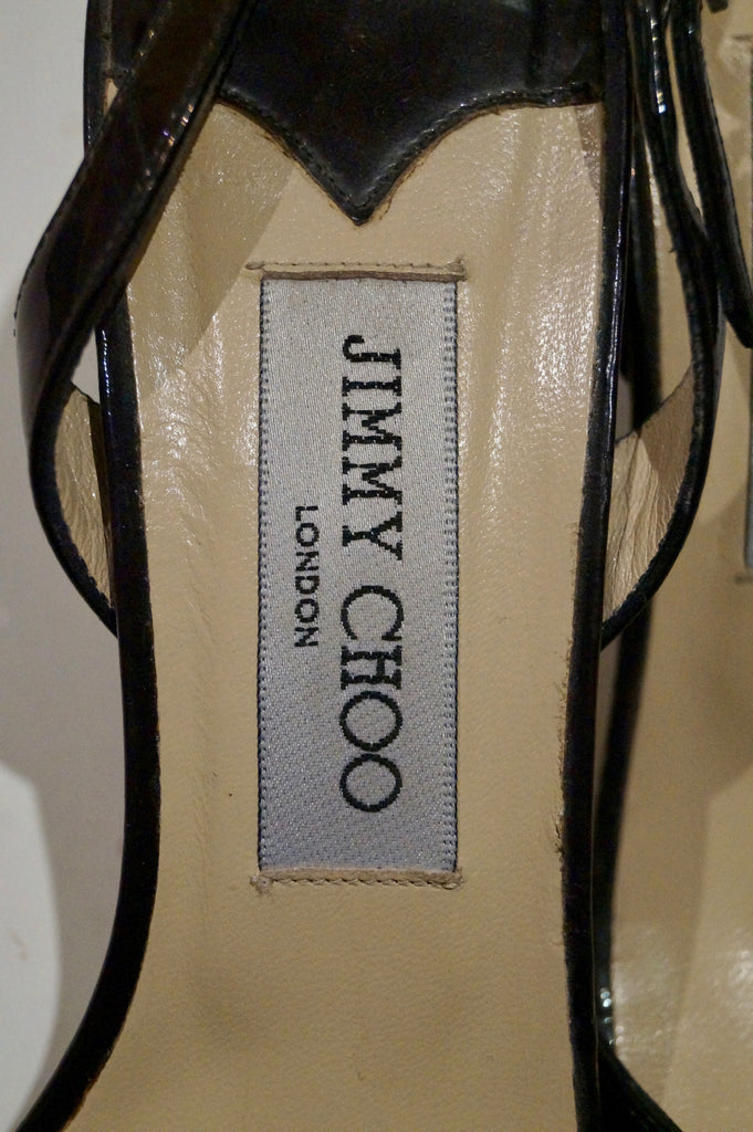 JIMMY CHOO Chocolate Brown Leather Strappy High Stiletto Sandals Shoes EU39 UK6