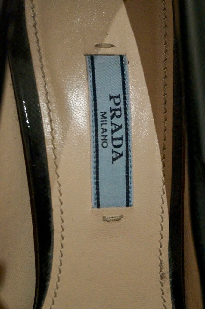 PRADA Women's Black Textured Leather High Stiletto Platform Court Shoes EU39 UK6