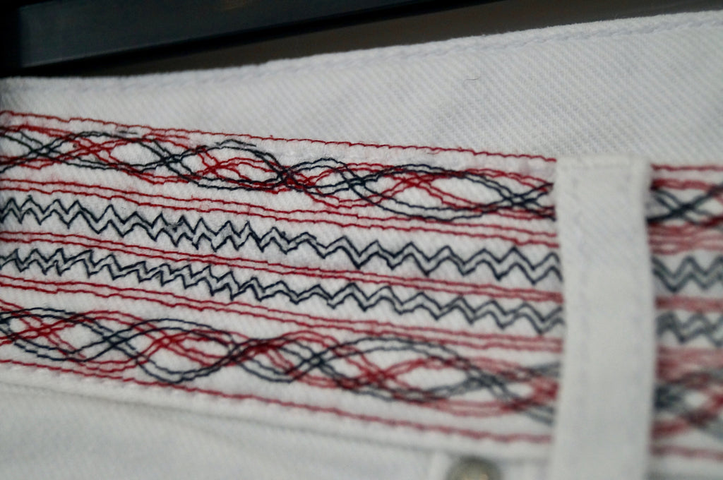 ISABEL MARANT ETOILE White Cotton Stretch Stitch Trim Crop Jeans Pants 38 UK10