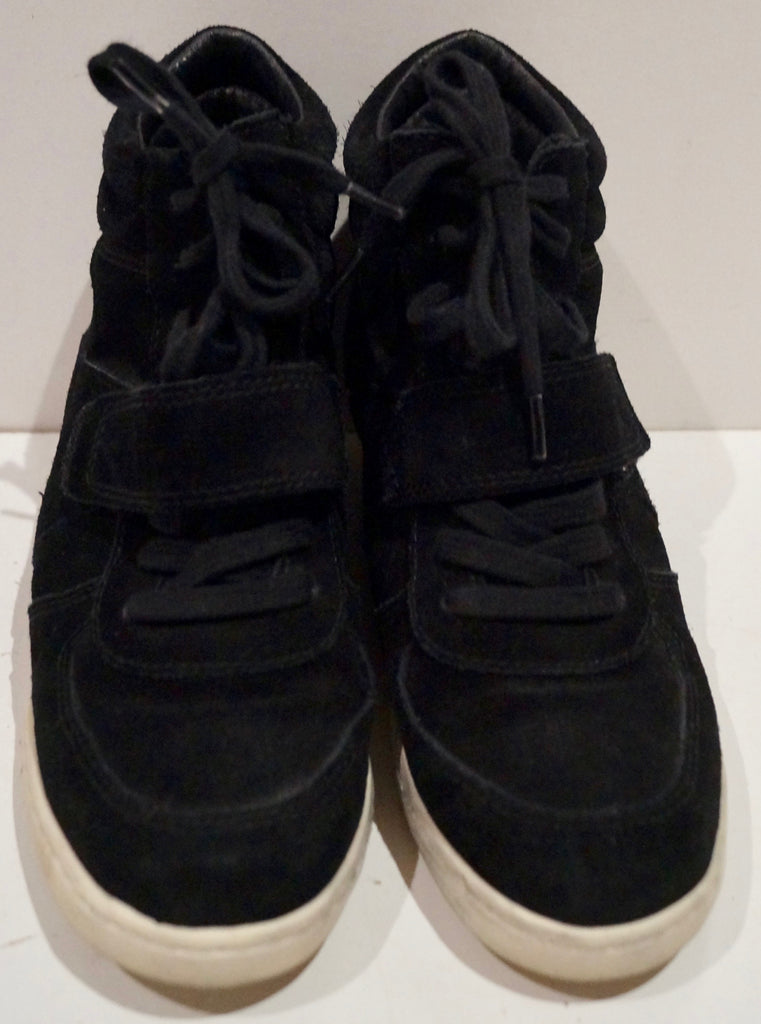ASH Kids Black Suede Rubber Sole Hidden Wedge High Tops Sneakers Trainers EU36