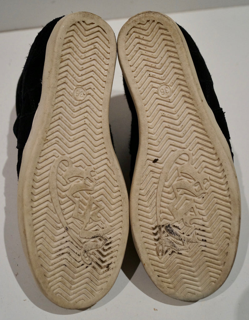 ASH Kids Black Suede Rubber Sole Hidden Wedge High Tops Sneakers Trainers EU36