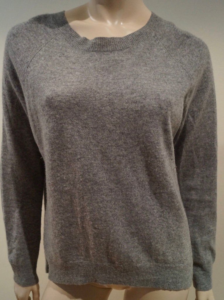 AUTUMN CASHMERE Women's Grey Round Neck Zipper Detail Knitwear Jumper Sweater