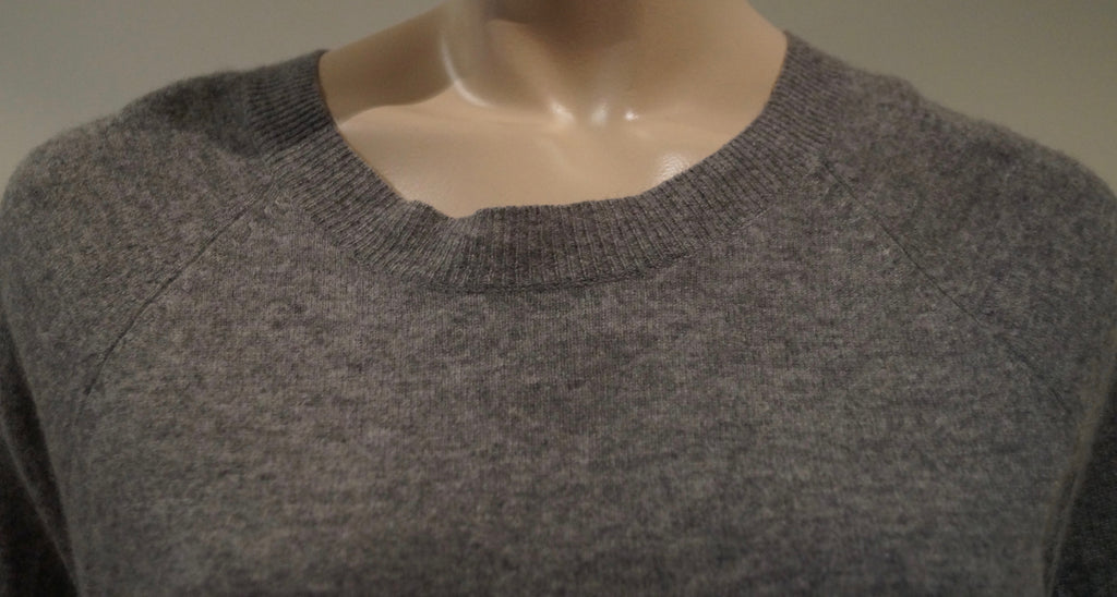 AUTUMN CASHMERE Women's Grey Round Neck Zipper Detail Knitwear Jumper Sweater