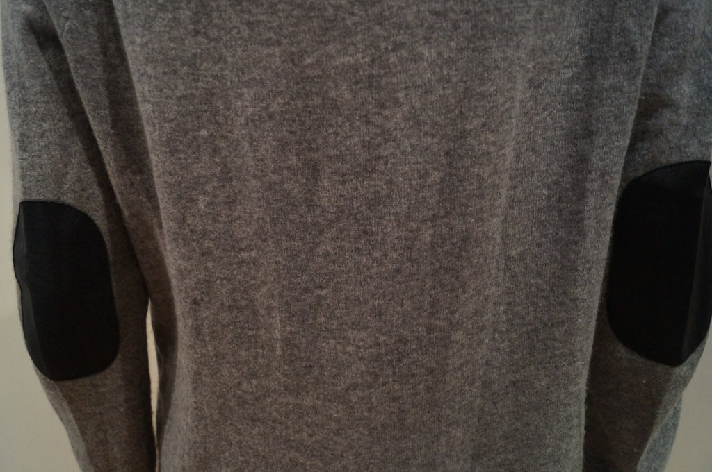 AUTUMN CASHMERE Women's Grey Round Neck Zipper Detail Knitwear Jumper Sweater