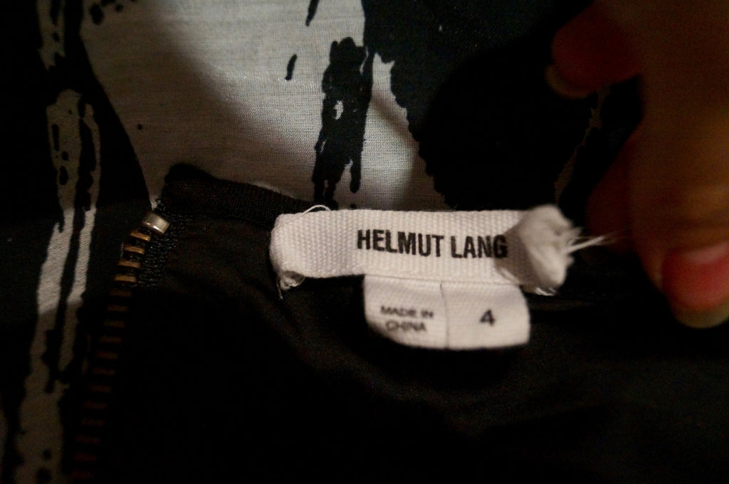 HELMUT LANG Black & Cream Silk Blend Draped Front Sleeveless Racer Rear Dress 4