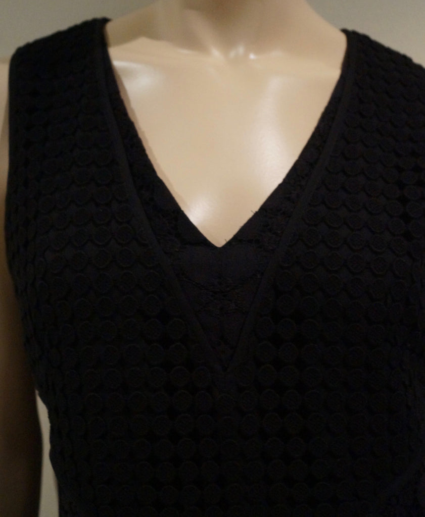 DIANE VON FURSTENBERG Black Lace Sleeveless Fitted Bodice Flare Dress UK12 BNWT
