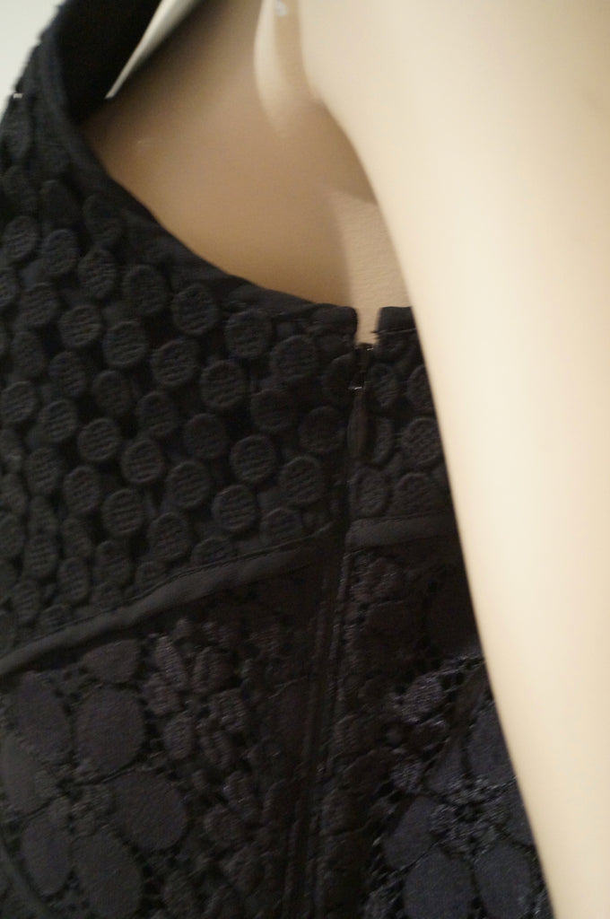 DIANE VON FURSTENBERG Black Lace Sleeveless Fitted Bodice Flare Dress UK12 BNWT
