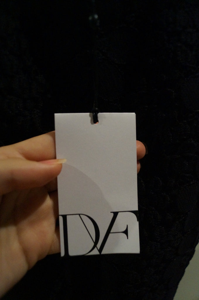 DIANE VON FURSTENBERG Black Lace Sleeveless Fitted Bodice Flare Dress UK12 BNWT
