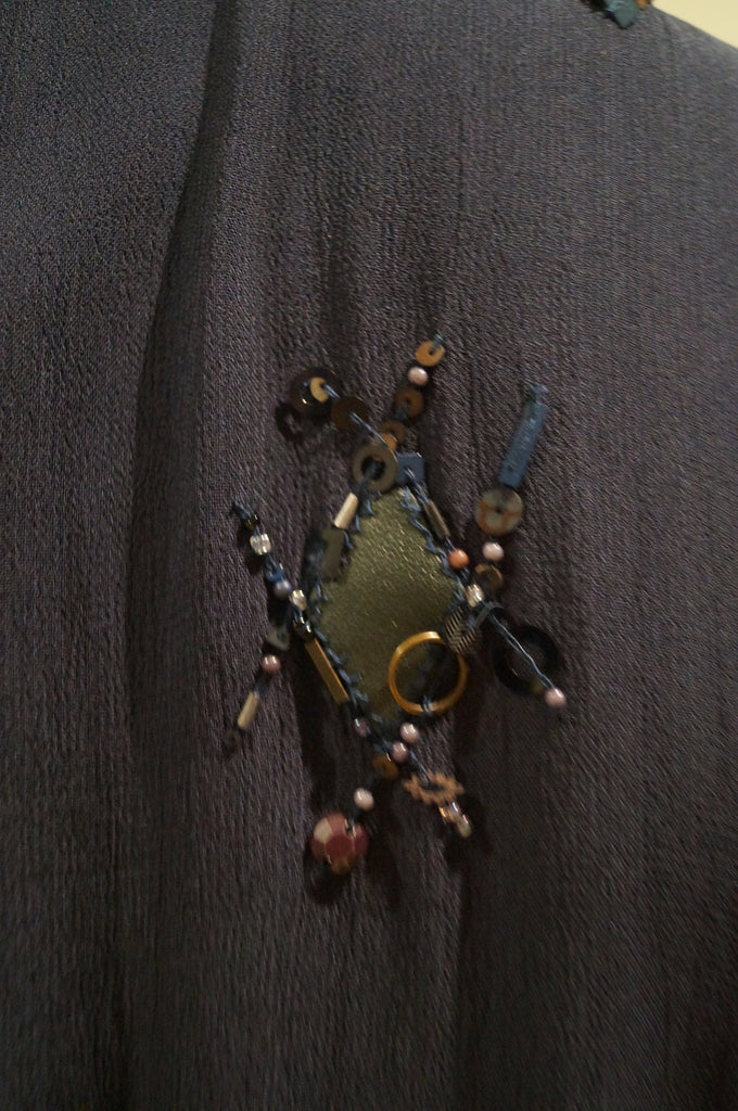 BLANK LONDON Midnight Blue Black Silk Sequin Beaded V Neckline Sleeveless Dress