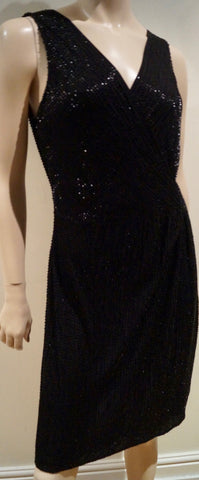 DIANE VON FURSTENBERG Black Semi Sheer Layered Silk Chiffon Dress US8; UK12