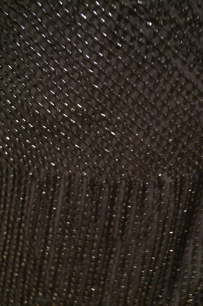 DVF DIANE VON FURSTENBERG Black Silk Beaded V Neckline Sleeveless Evening Dress