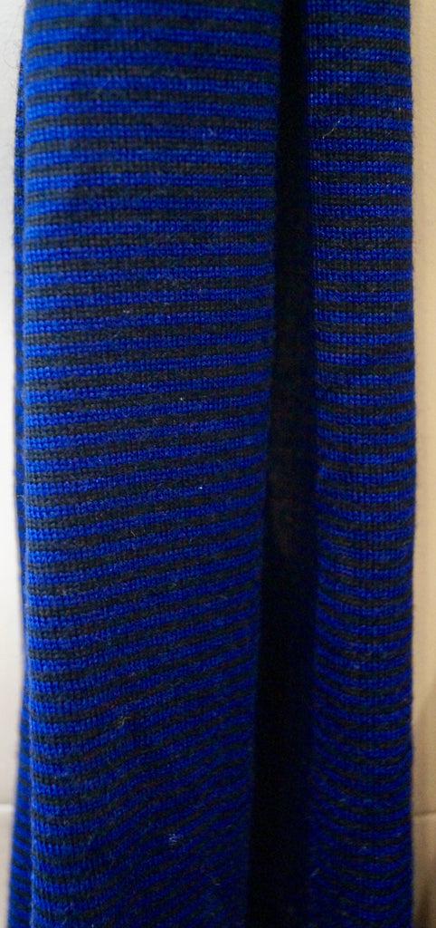FARHI NICOLE FARHI Royal Blue & Black Stripe 100% Wool Long Length Scarf BNWT