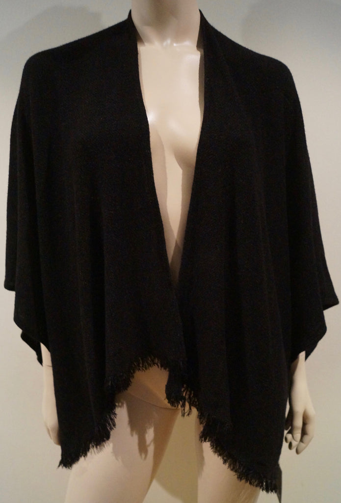 MICHAEL LAUREN Black 3/4 Batwing Sleeve Open Front Fray Edge Cardigan M/L BNWT