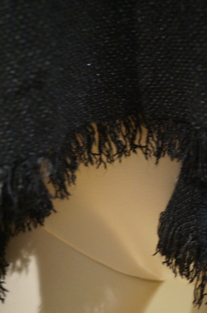 MICHAEL LAUREN Black 3/4 Batwing Sleeve Open Front Fray Edge Cardigan M/L BNWT