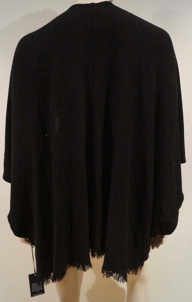 MICHAEL LAUREN Black 3/4 Batwing Sleeve Open Front Fray Edge Cardigan M/L BNWT