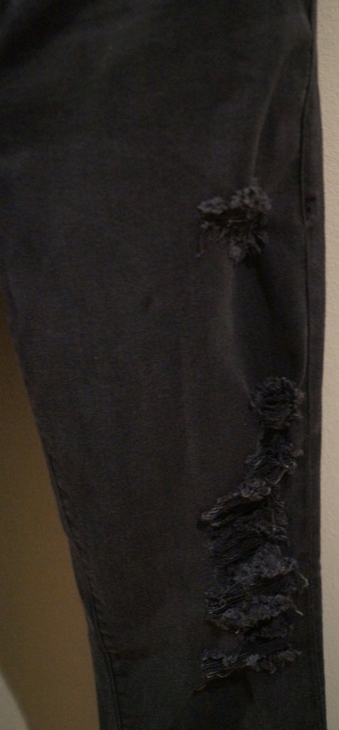 FRAME DENIM Charcoal Grey Cotton Blend Distressed Ripped Slim Skinny Jeans Pants