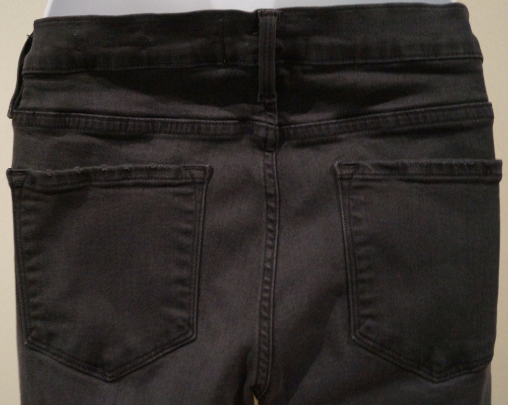 FRAME DENIM Charcoal Grey Cotton Blend Distressed Ripped Slim Skinny Jeans Pants