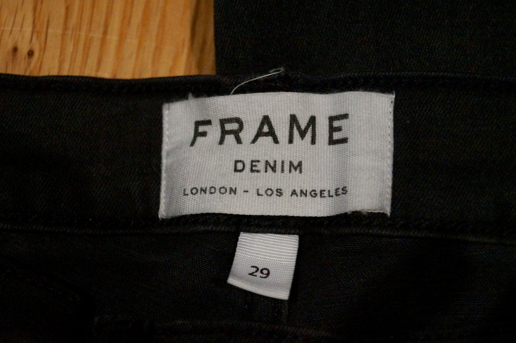 FRAME DENIM Charcoal Grey Cotton Blend Distressed Ripped Slim Skinny Jeans Pants