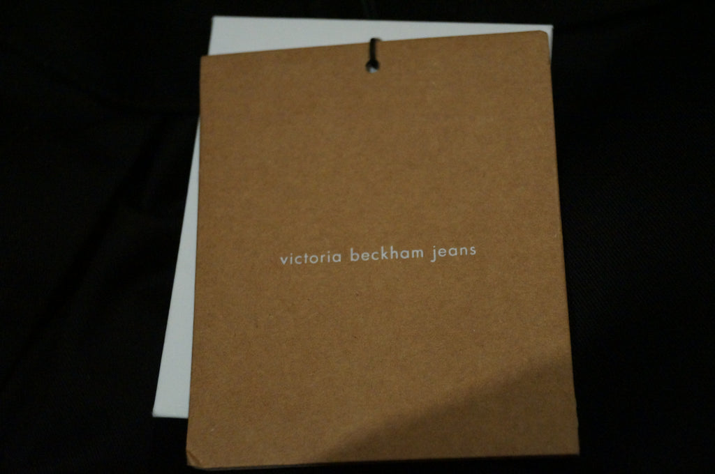VICTORIA BECKHAM JEANS Black 100% Cotton Long Length Shorts UK12 US8 BNWT