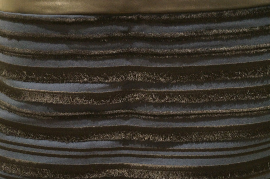 RAG & BONE Midnight Blue Black Velvet Fringe Ribbed Leather Waist Mini Skirt M