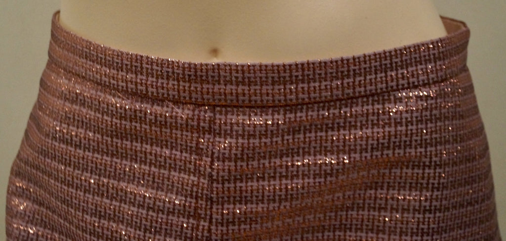 CARVEN Women's Copper Bronze Metallic Evening Short Mini Skirt Sz:40 UK12